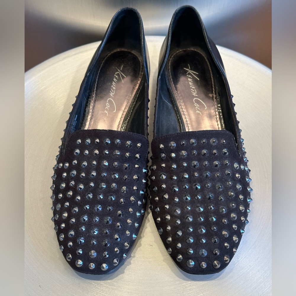 Kenneth Cole Black Silver Studded Flats -Loafers size 7